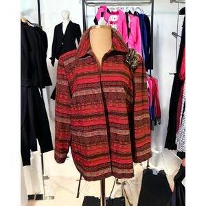 Alfred Dunner Size 22W Red Print Casual Jacket‎